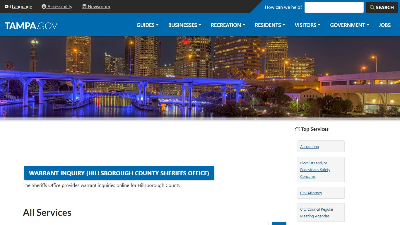 Warrant Inquiry (Hillsborough County Sheriffs Office)